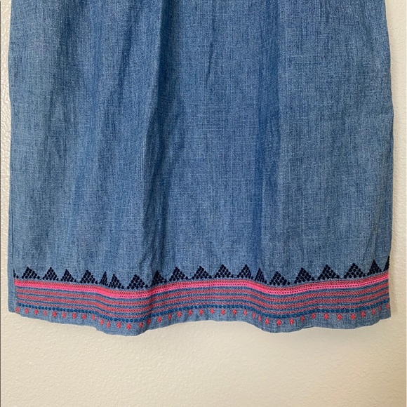 J. Crew Factory 💌Free Shipping Sleeveless Denim Dress Embroidery Size 4 - Picture 5 of 7